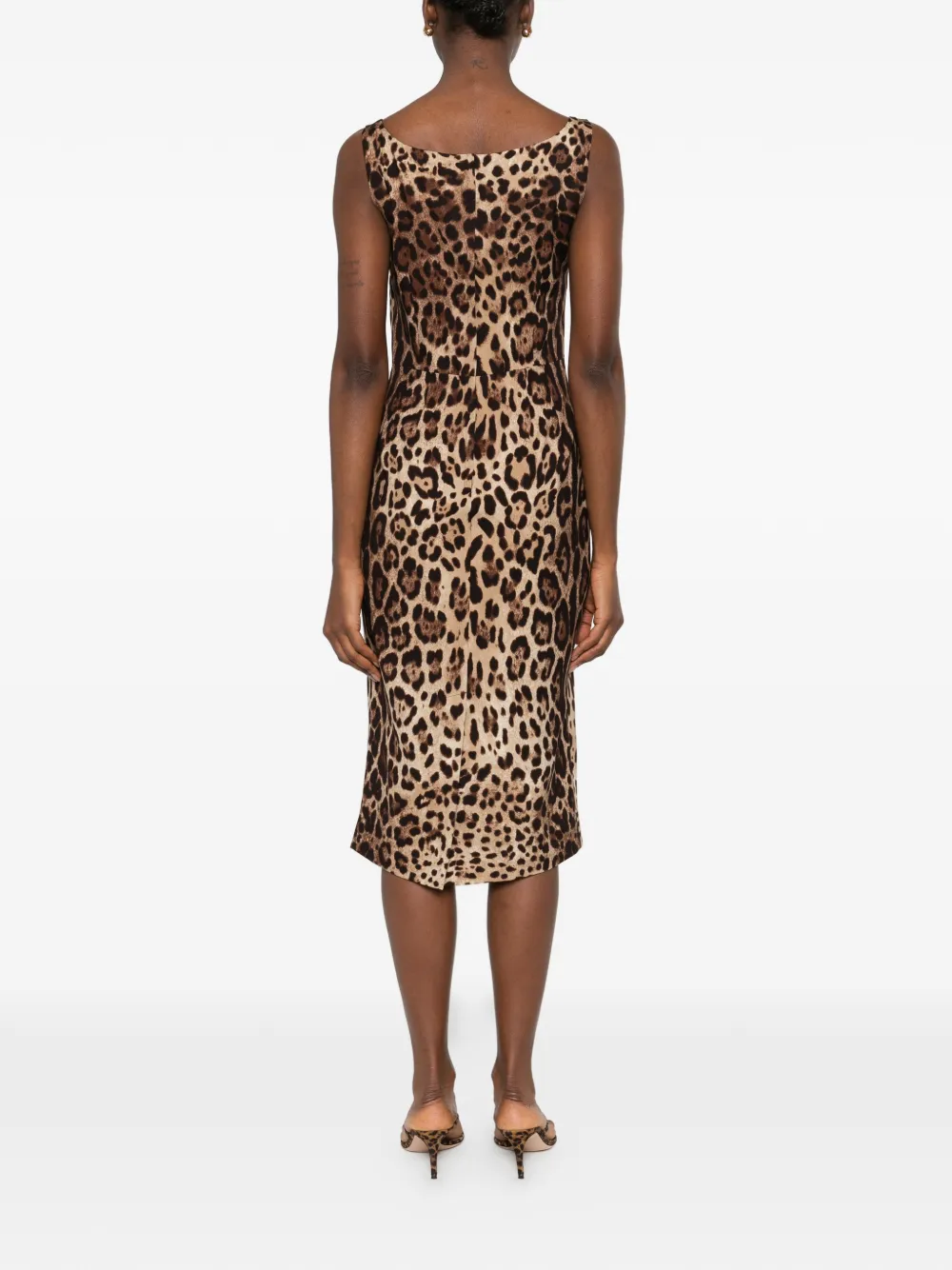 Dolce & Gabbana Midi-jurk met luipaardprint Bruin
