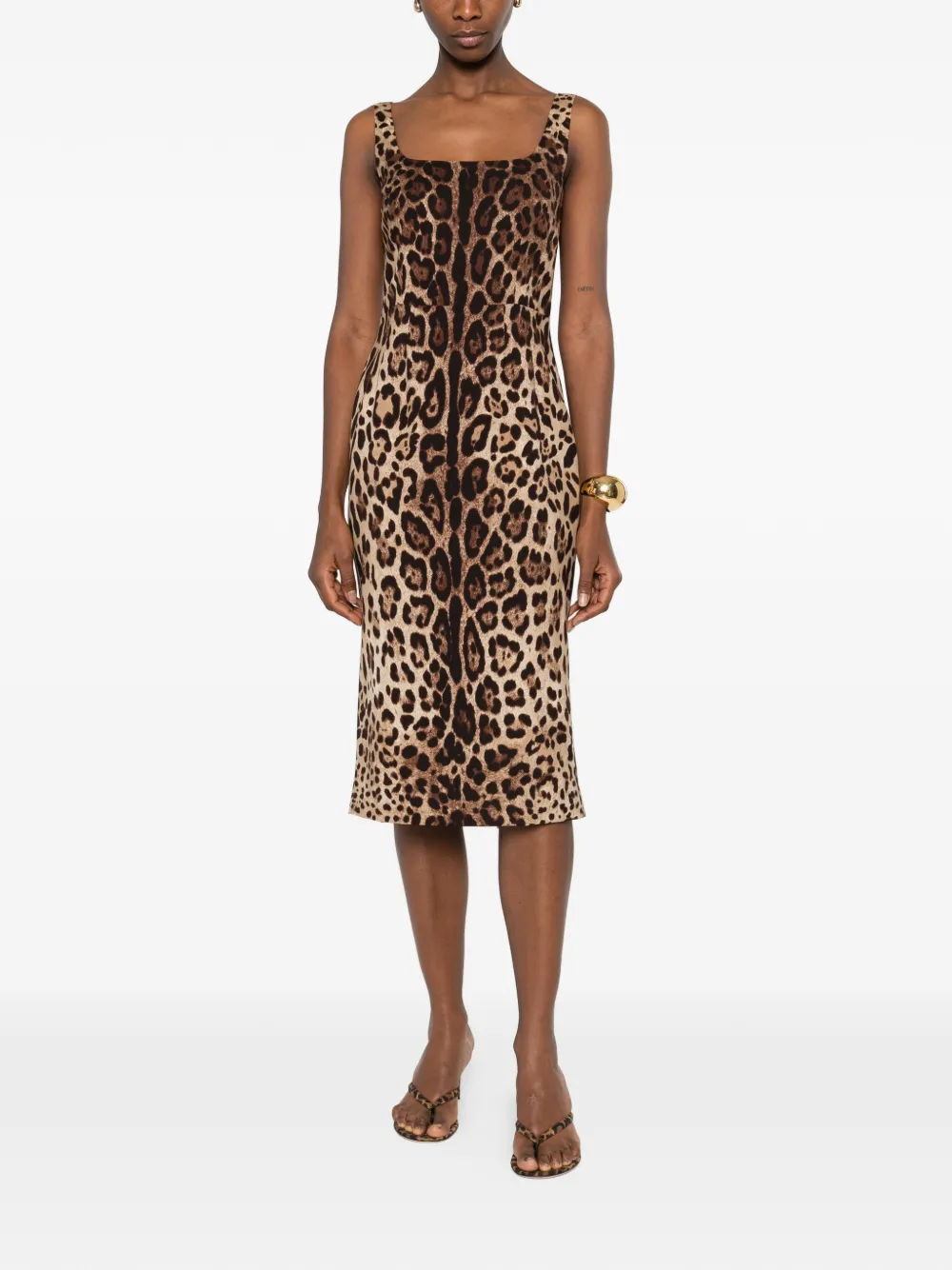 Dolce & Gabbana animal-print sleeveless midi dress - Bruin