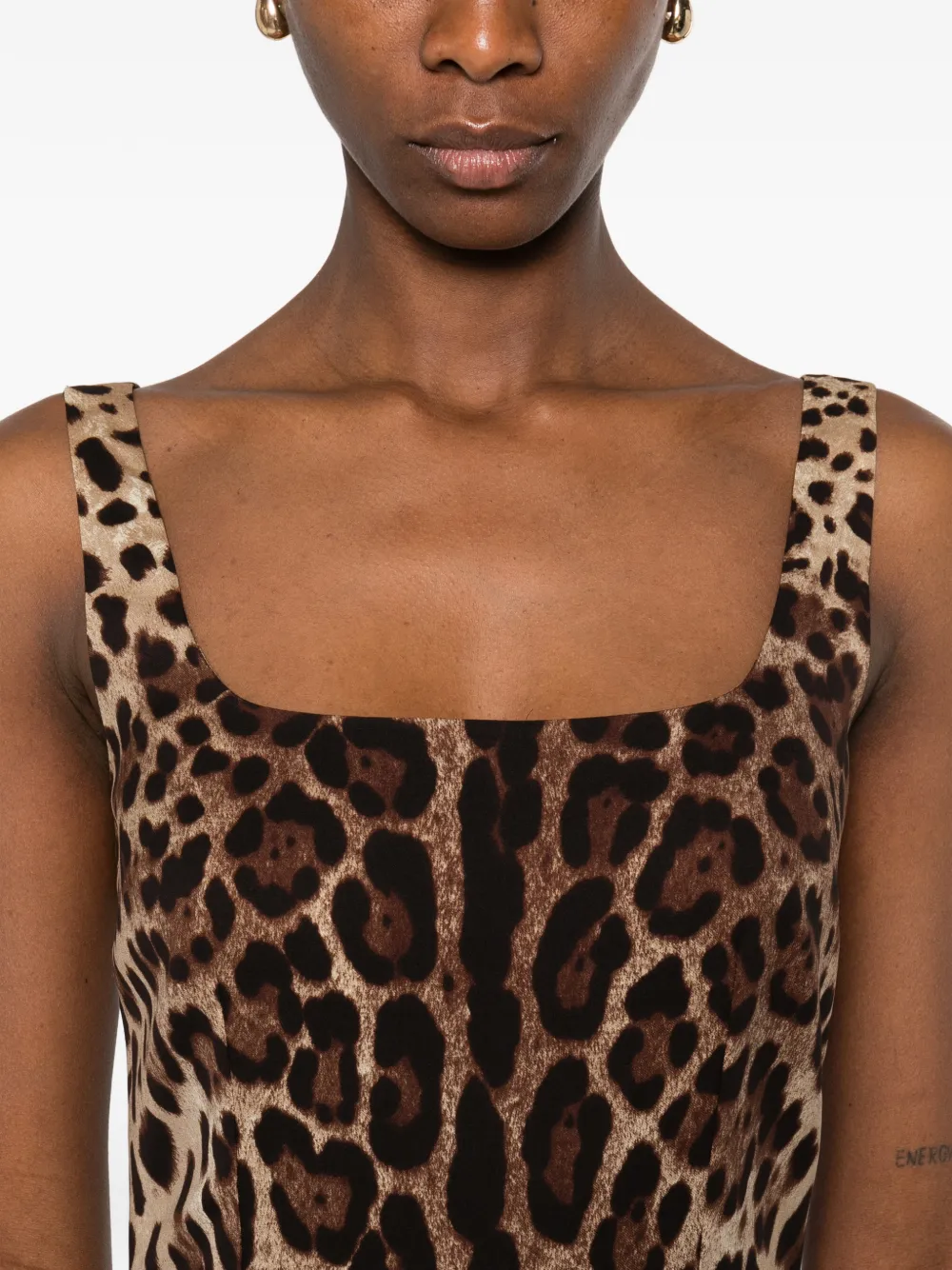 Dolce & Gabbana Midi-jurk met luipaardprint Bruin