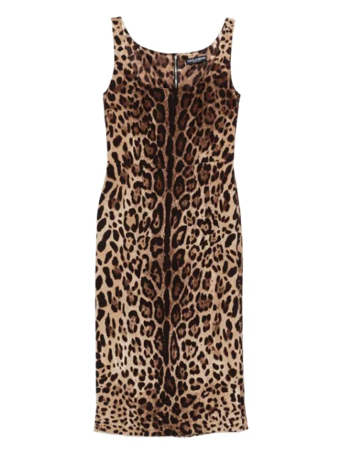 Dolce & Gabbana Mouwloze midi-jurk met dierenprint