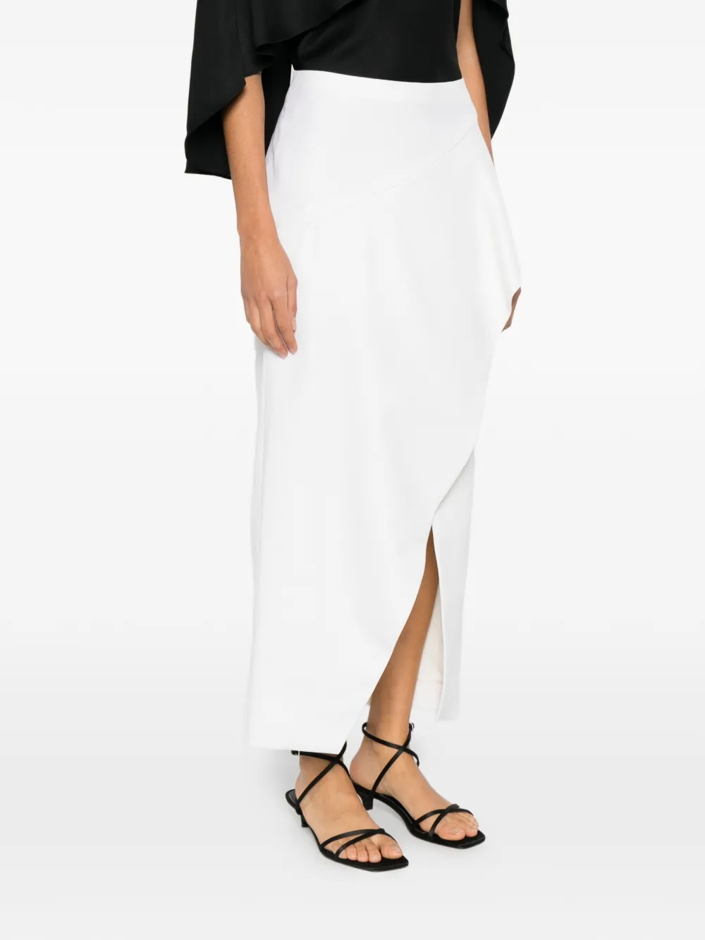  Khaite Jaia Ruffled Split Midi Skirt - Neutrals 