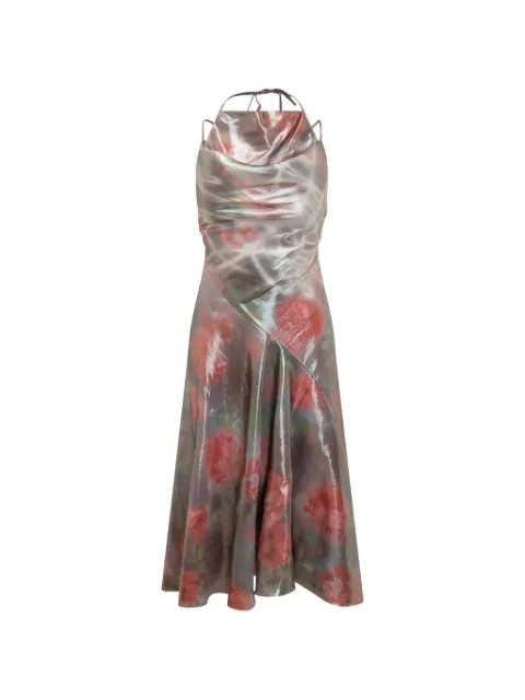 Diesel metallic midi dress with rose print