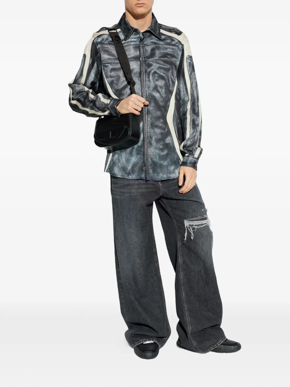 Diesel zip-fastening printed shirt - Grijs