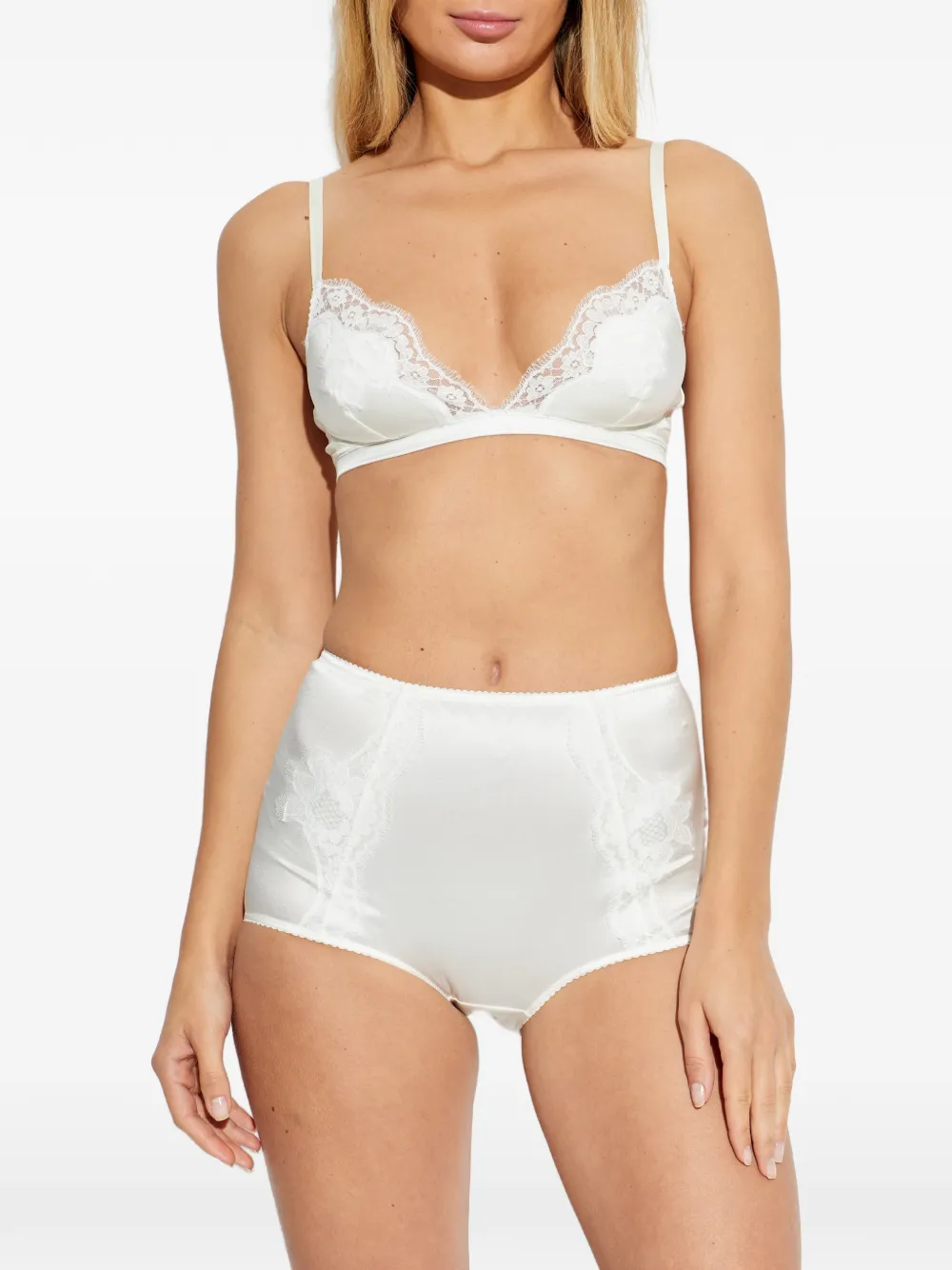 Dolce & Gabbana Zijden slip met kant - Wit