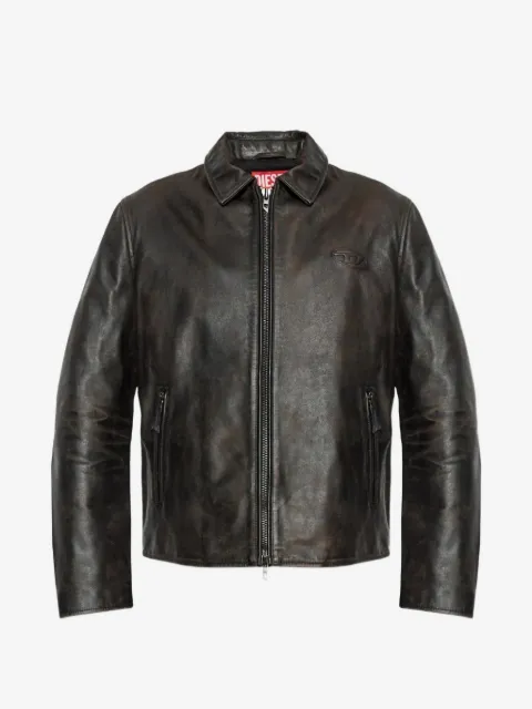 Diesel  logo-embossed leather jacket