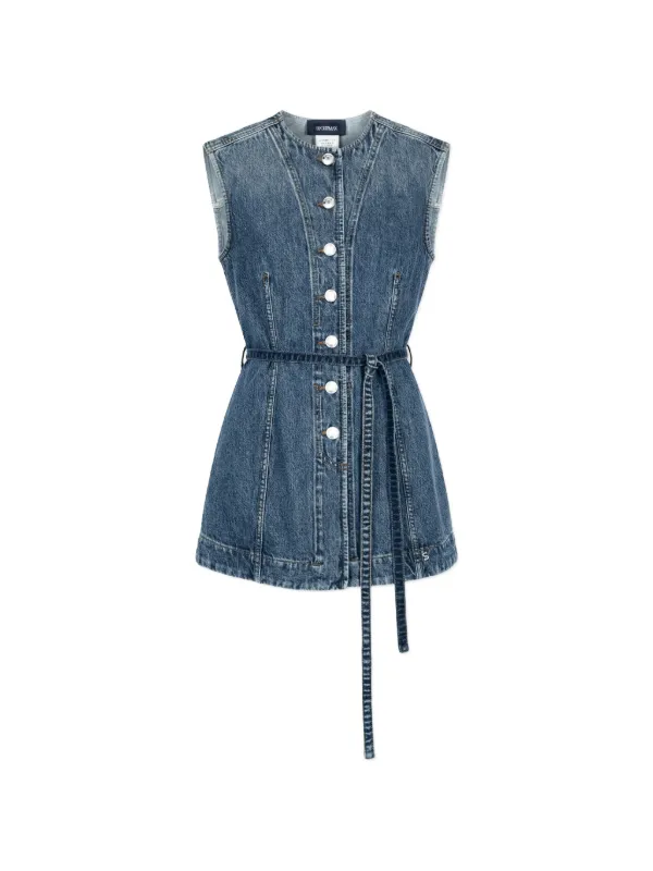 Sportmax Buttoned Belted Top in Blue