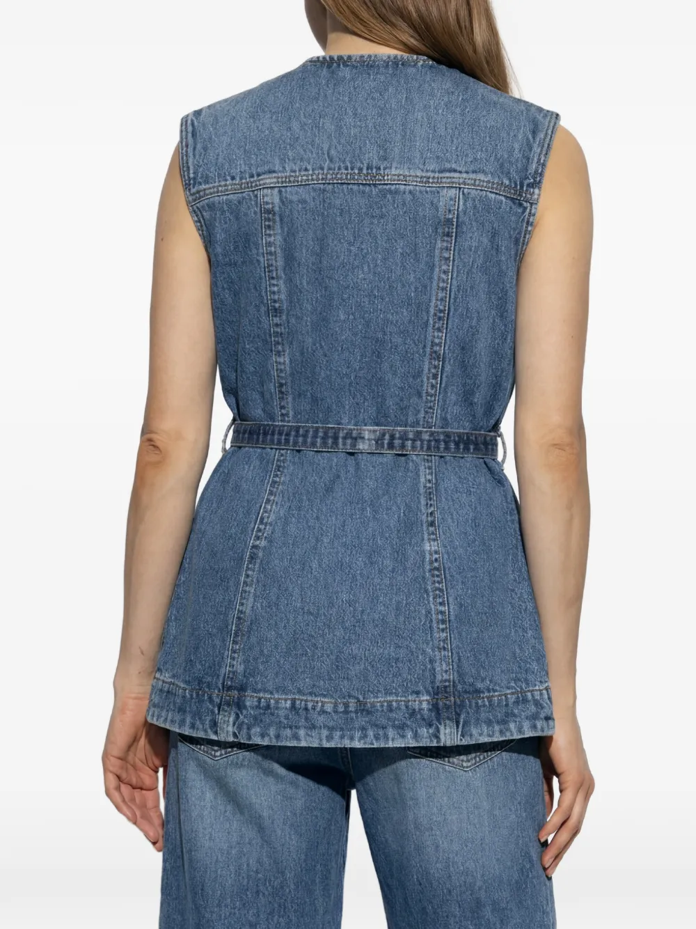 Sportmax Top met ceintuur en knopen Blauw