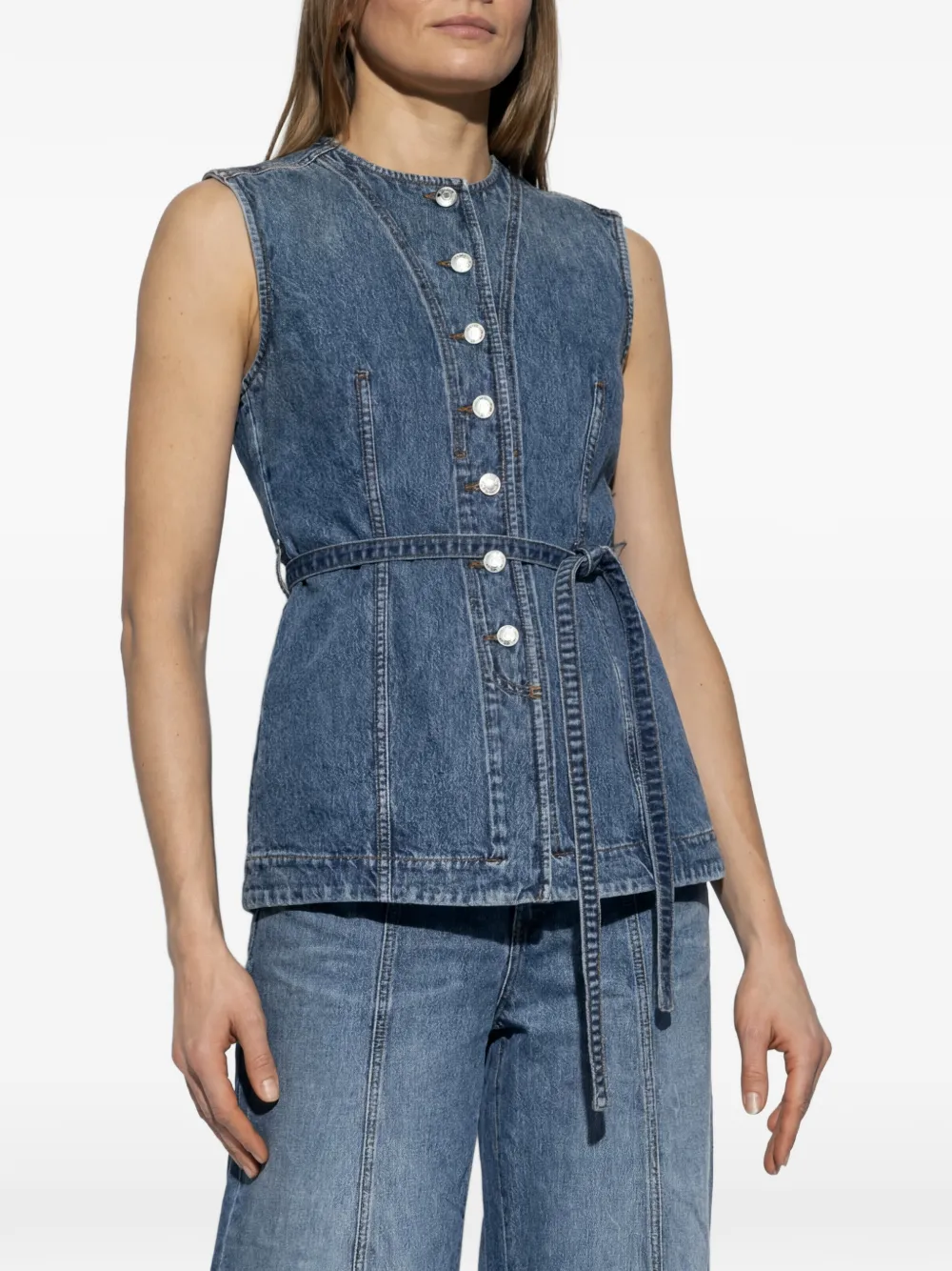  Sportmax Buttoned Belted Top - Blue 