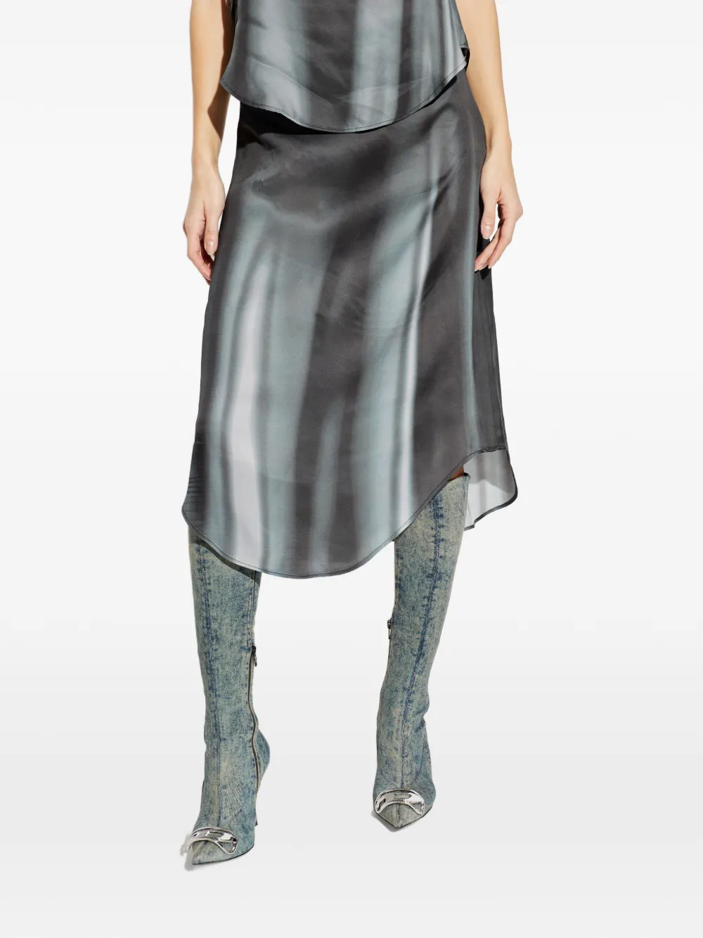  Diesel Falda Con Estampado O-tavy - Gris 