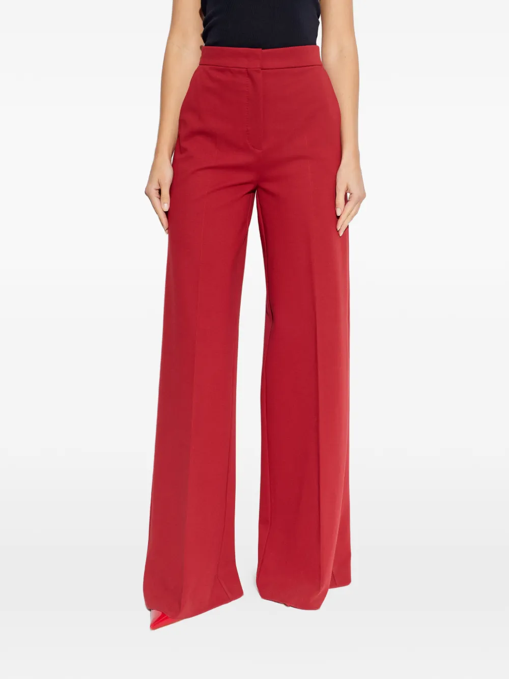 Max Mara Taverna palazzo broek met zijzak Rood