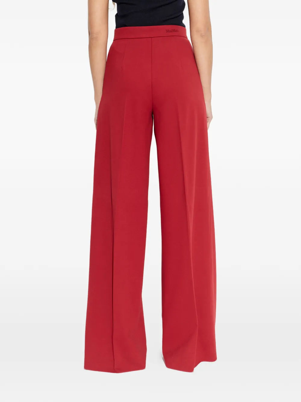 Max Mara Taverna palazzo broek met zijzak Rood
