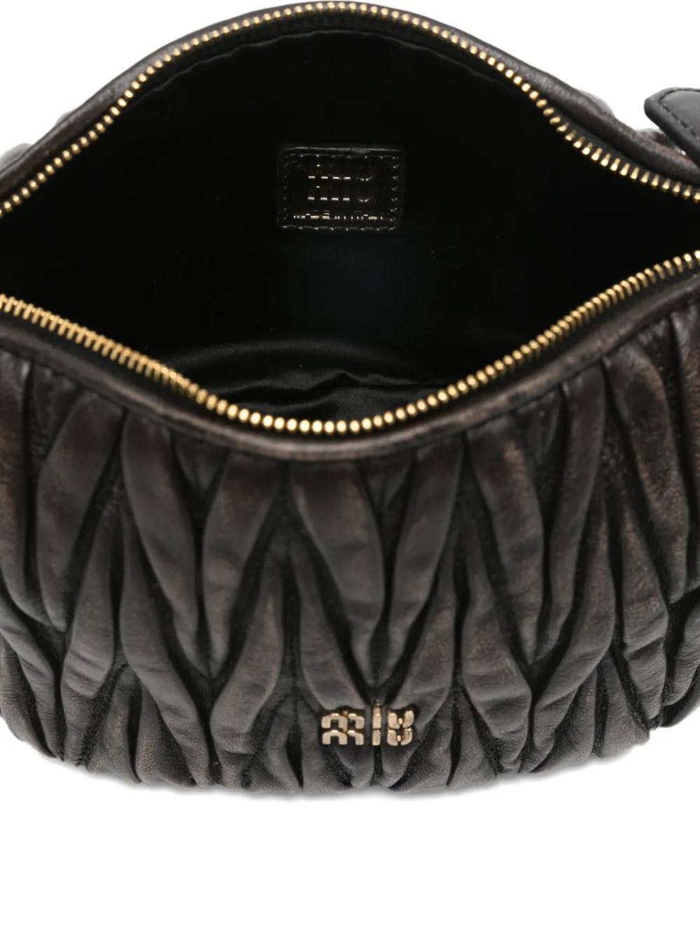 Miu Schoudertas met logodetail Bruin