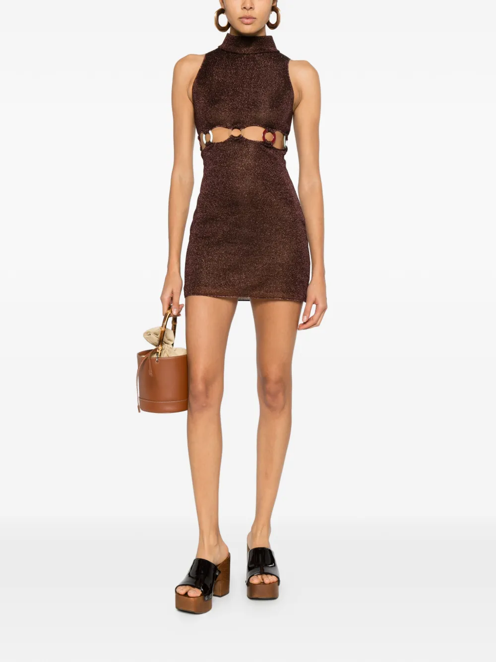 Oséree cut-out high-neck dress - Bruin