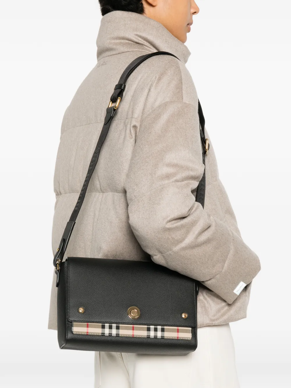 Burberry check shouldert bag - Zwart