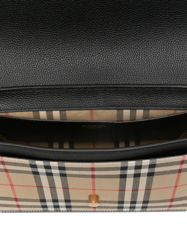 Burberry Note Checked Shoulder Bag | Black | FARFETCH