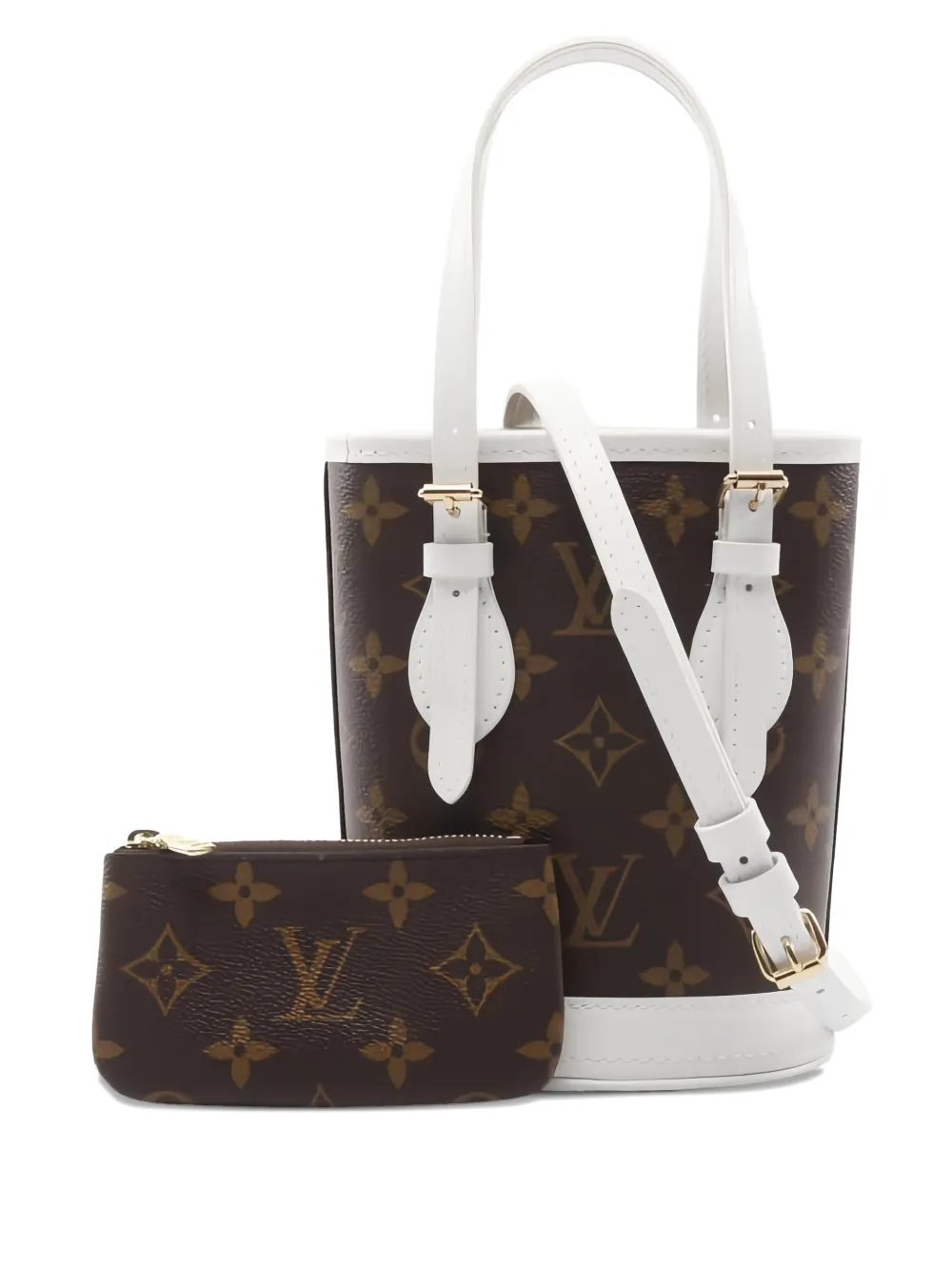 Louis Vuitton Pre-Owned 2021s nano Monogram canvas bucket bag - Braun