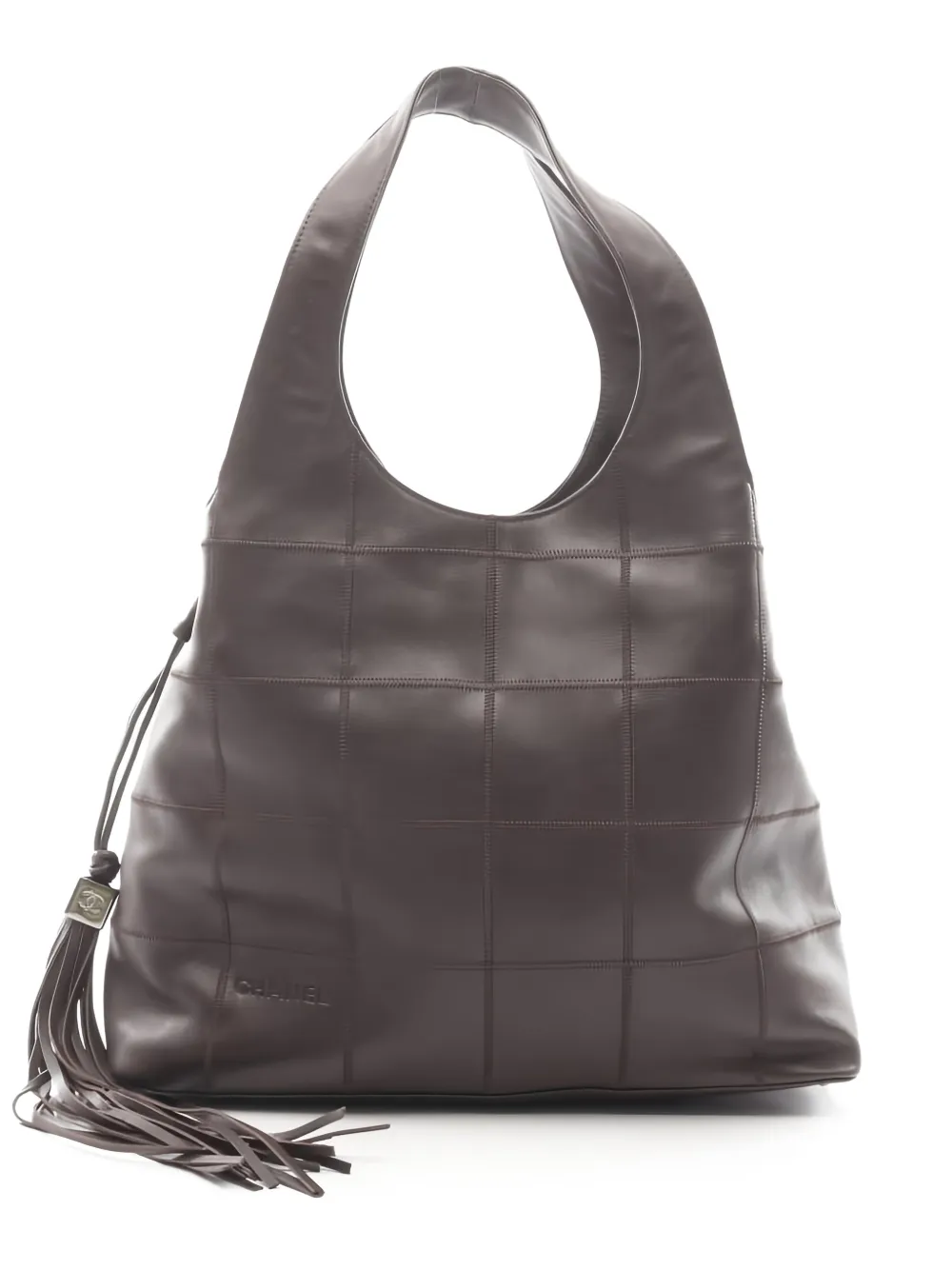 CHANEL Pre-Owned Borsa a spalla con cuciture a contrasto - Marrone