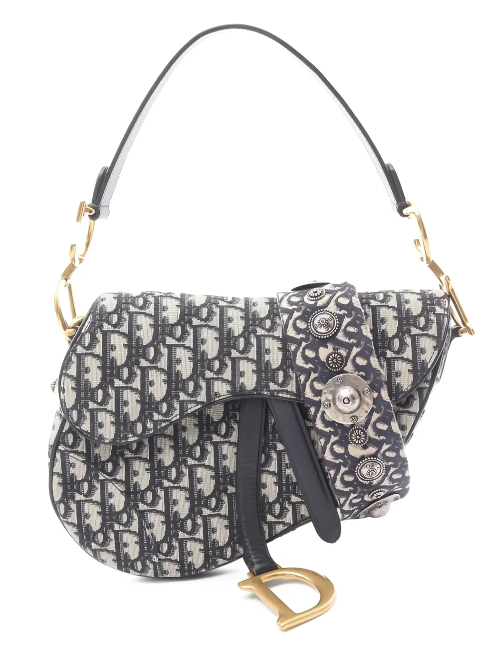 Christian Dior Pre-Owned Borsa a spalla Saddle Oblique jacquard anni 2010 - Blu