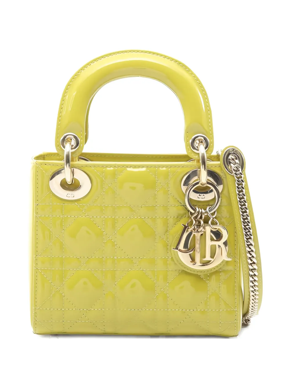 Christian Dior Pre-Owned Borsa tote mini in pelle con motivo Cannage anni 2010 - Giallo