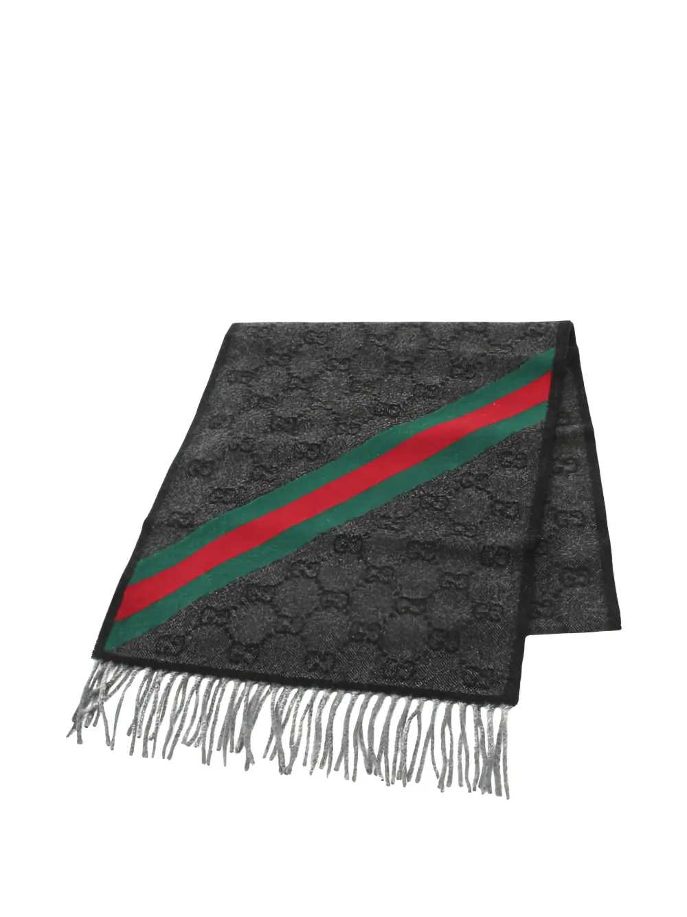 Gucci Pre-Owned 2020s GG-pattern fringed scarf - Grigio