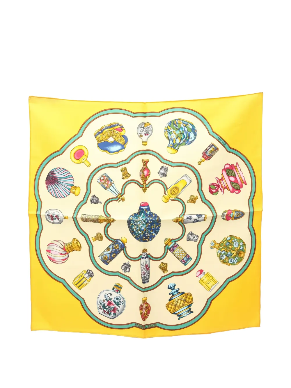 Hermès Pre-Owned 2010 Carré 45 Qu'importe Le Flacon scarf | Yellow | Image 1