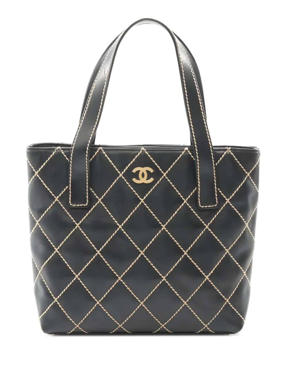CHANEL Pre-Owned 2003-2004 stitch leather totebag - Nero
