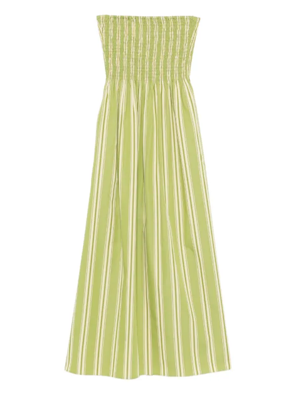 Faithfull The Brand Jamie Midi Striped Smocked Dress | Green | FARFETCH