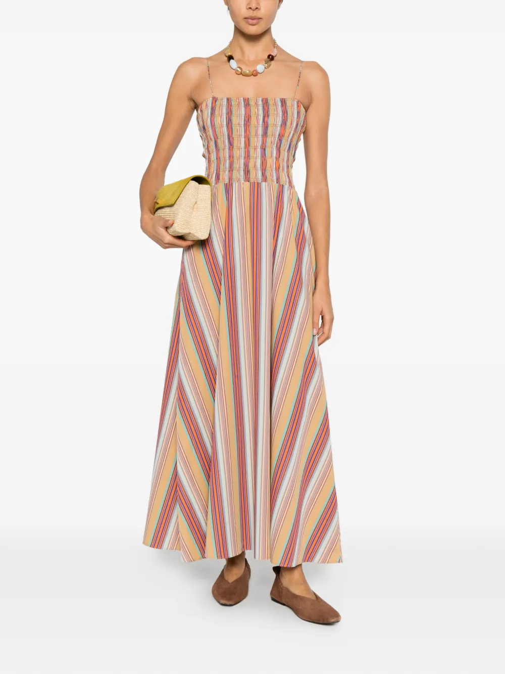 Faithfull the Brand Anniken Maxi striped smocked dress - Oranje