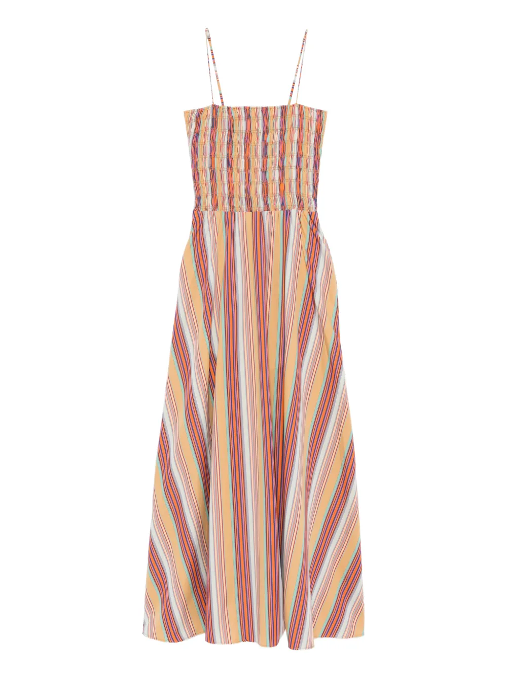 Faithfull the Brand Anniken Maxi striped smocked dress - Arancione