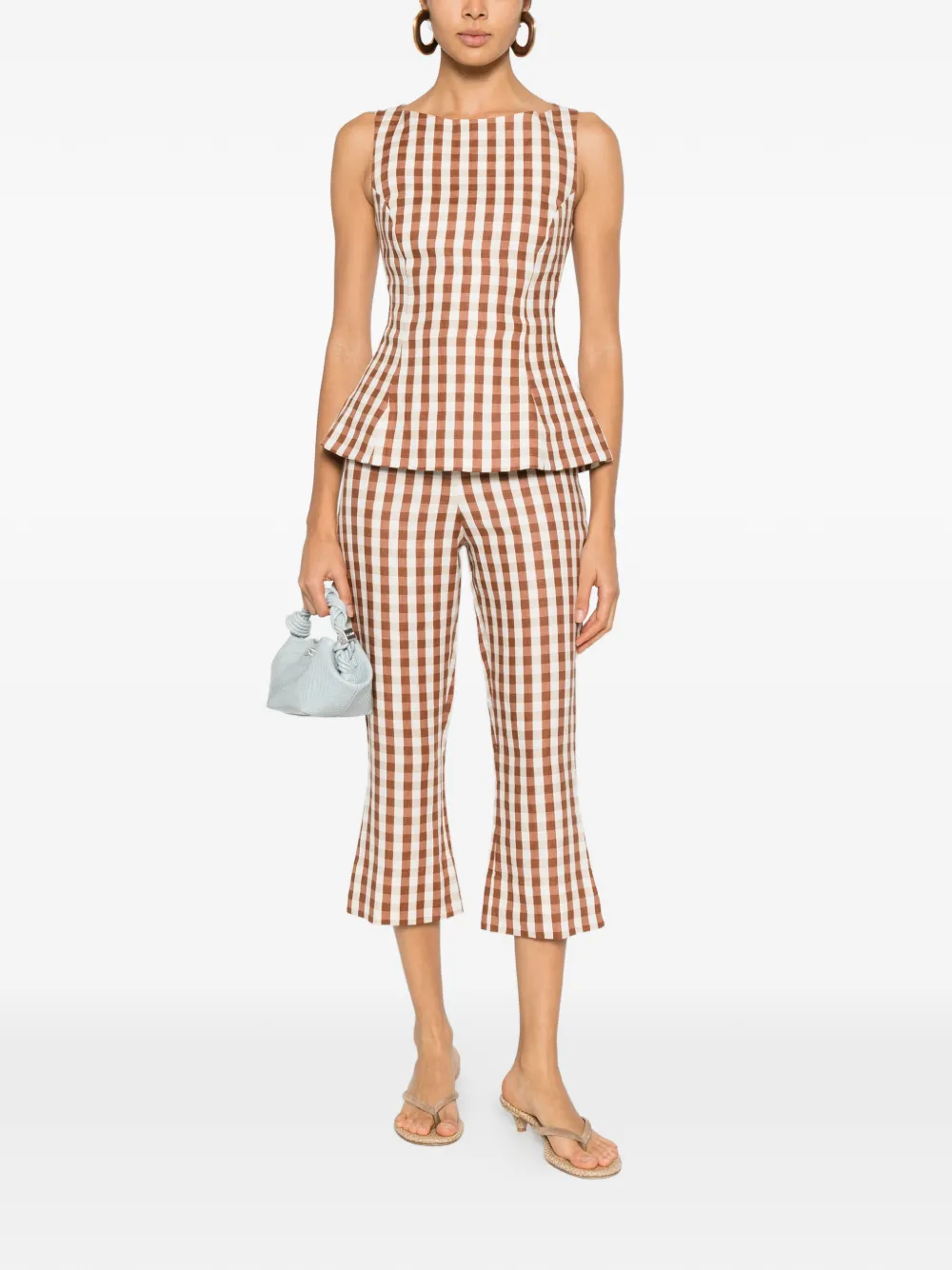 Faithfull the Brand Gingham peplum blouse - Bruin