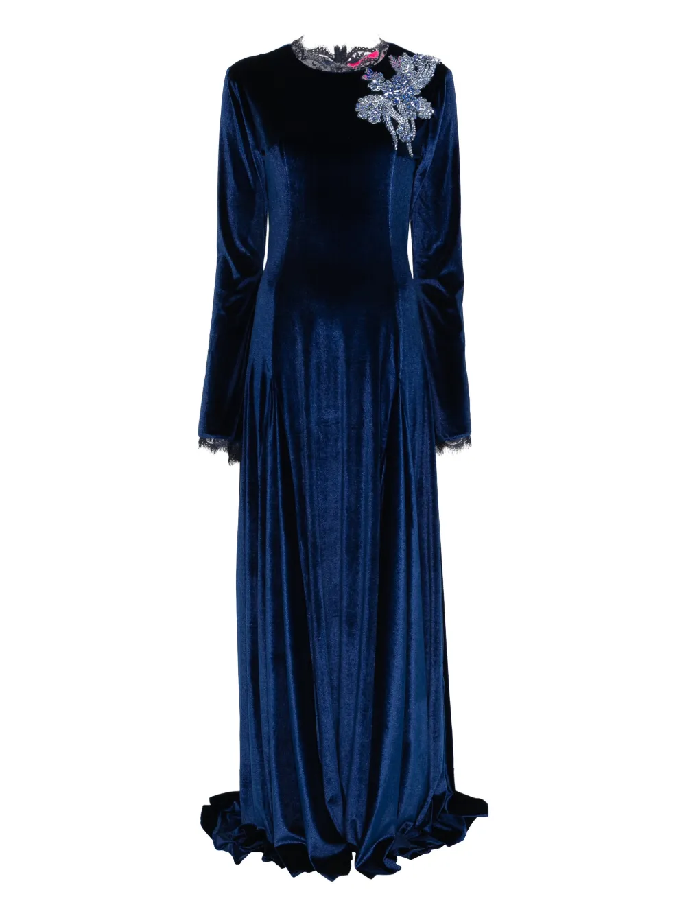 MIAU by Clara Rotescu floral-appliqué maxi dress - Blu