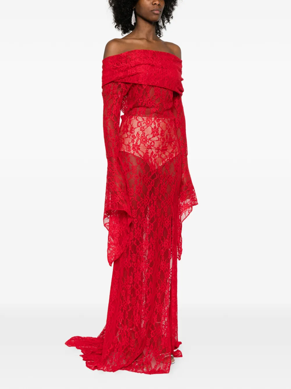  Miau By Clara Rotescu Off-shoulder Maxi Dress - Red 