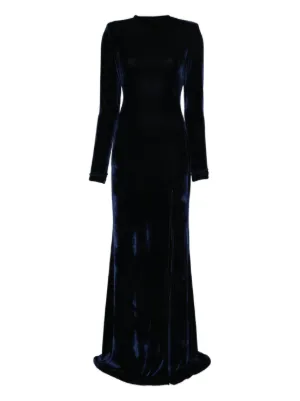 NISSA Velvet Maxi Dress | Blue | FARFETCH BH
