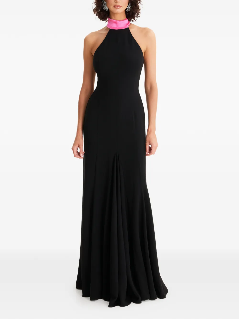MOOS STUDIO halterneck pleated maxi dress | Black | Image 1