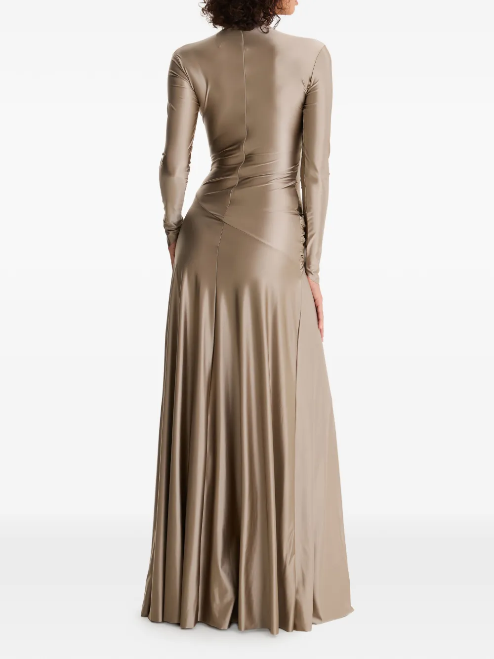 MOOS STUDIO Maxi-jurk met lange mouwen en ringdetail Beige