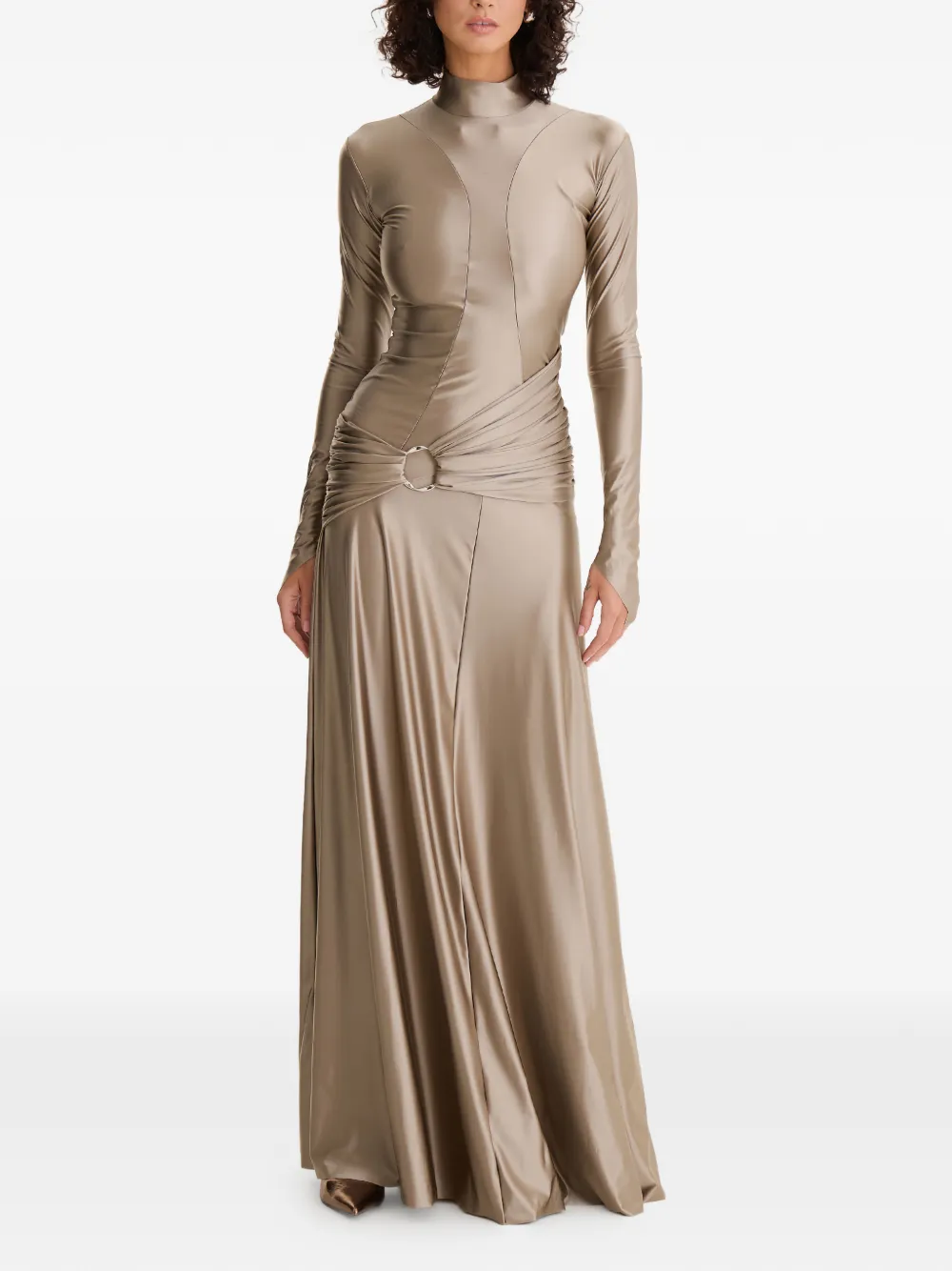 MOOS STUDIO ring-detail long-sleeved maxi dress | Neutrals | Image 1