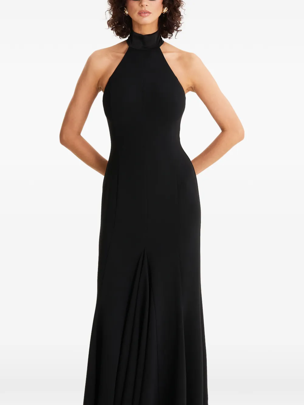 MOOS STUDIO Maxi-jurk met halternek en strikdetail Zwart