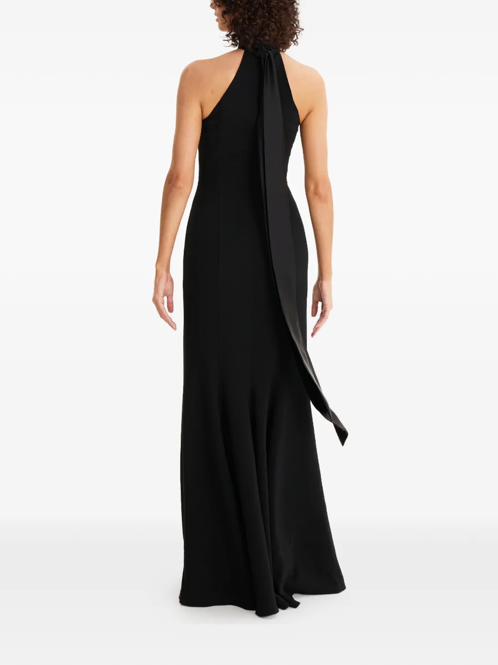 MOOS STUDIO Maxi-jurk met halternek en strikdetail Zwart