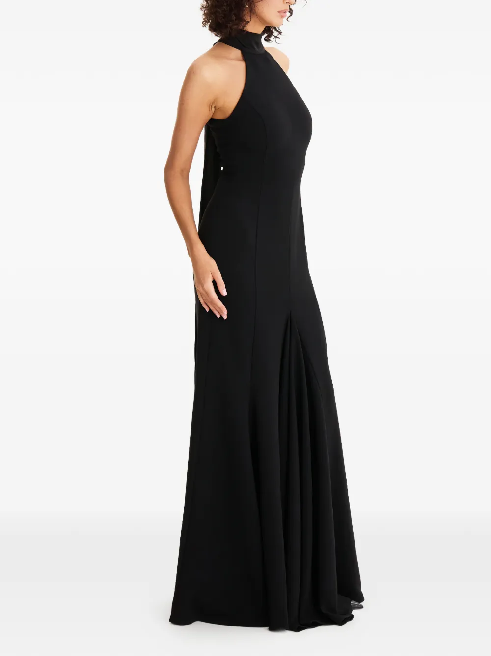 MOOS STUDIO halterneck tie-detail maxi dress - Zwart