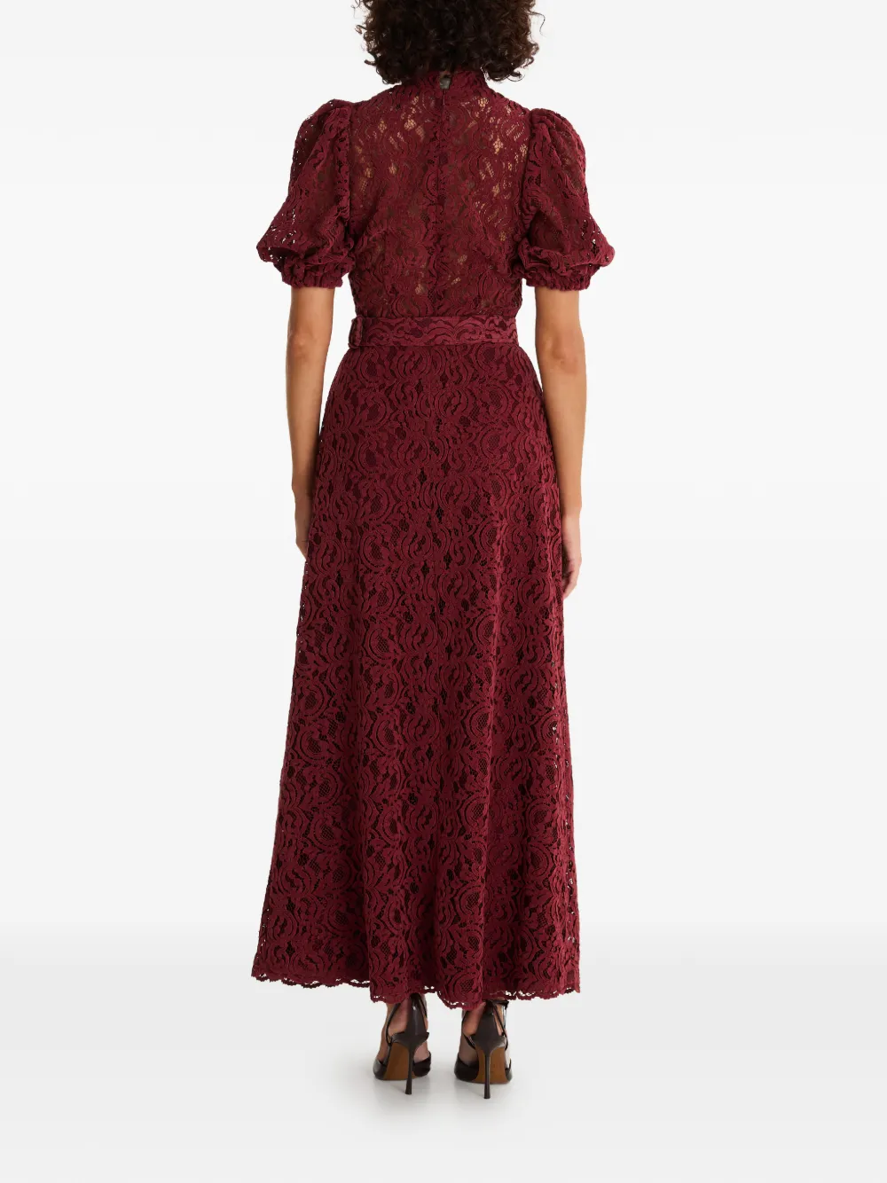  Moos Studio Fatal Bloom Ruffled Lace Maxi Dress - Red 