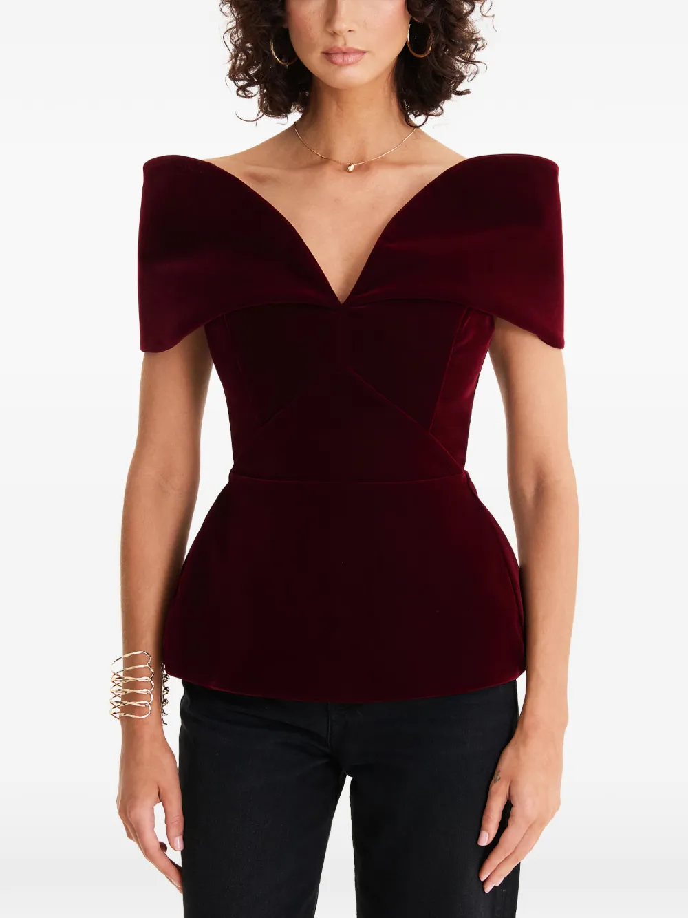 MOOS STUDIO velvet-textured top | Red | Image 1
