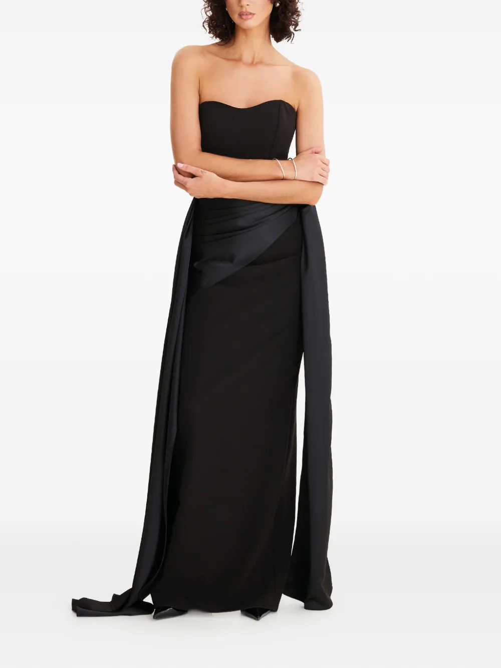 MOOS STUDIO strapless drape maxi dress - Zwart