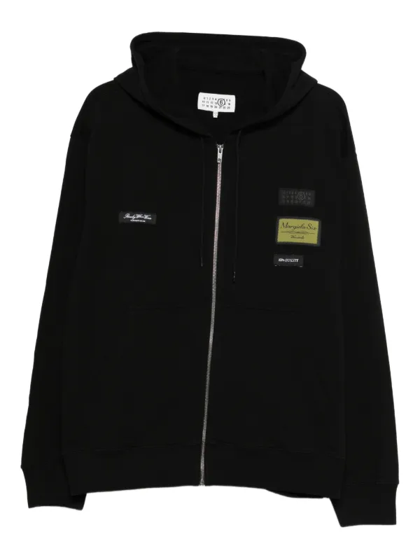MM6 Maison Margiela Zip Appliqué Hooded Knitwear in Black