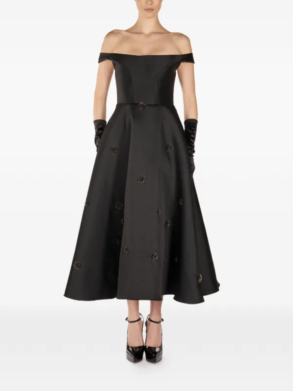 princess polly baby blue dress Exquisite Black Gown with embellishments and off shoulder panel, Custo –  Shobitam India