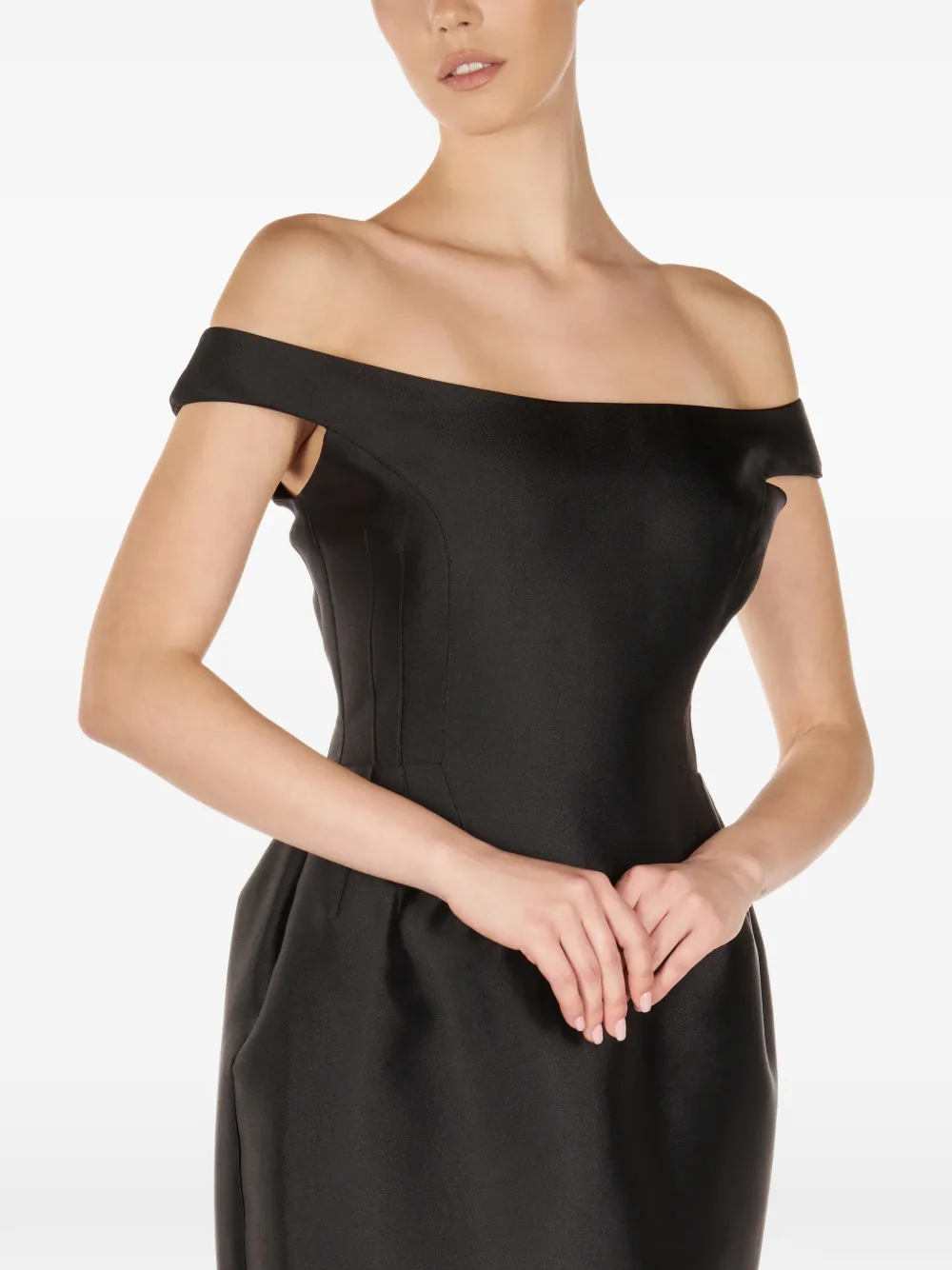 ARAFTU Off-shoulder verfraaide midi-jurk Zwart