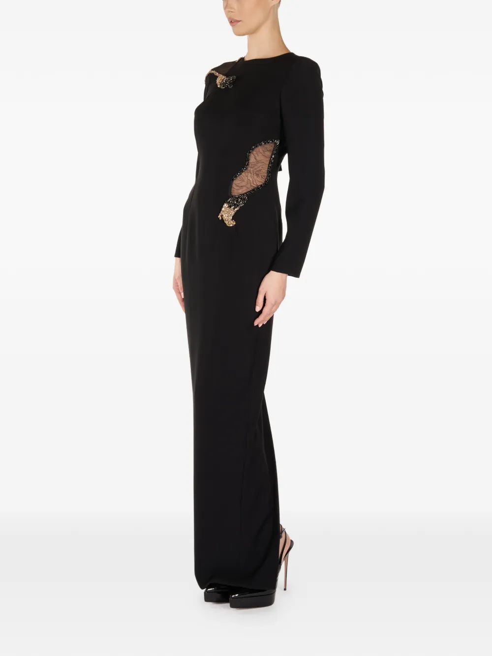 ARAFTU Maxi-jurk met verfraaid detail en split - Zwart