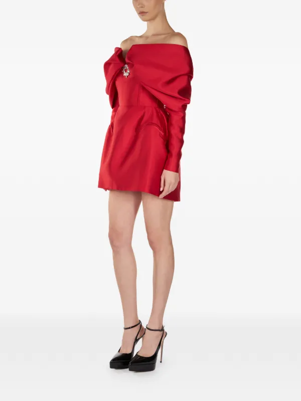 ARAFTU off-shoulder Embellished Mini Dress | Red | FARFETCH JO