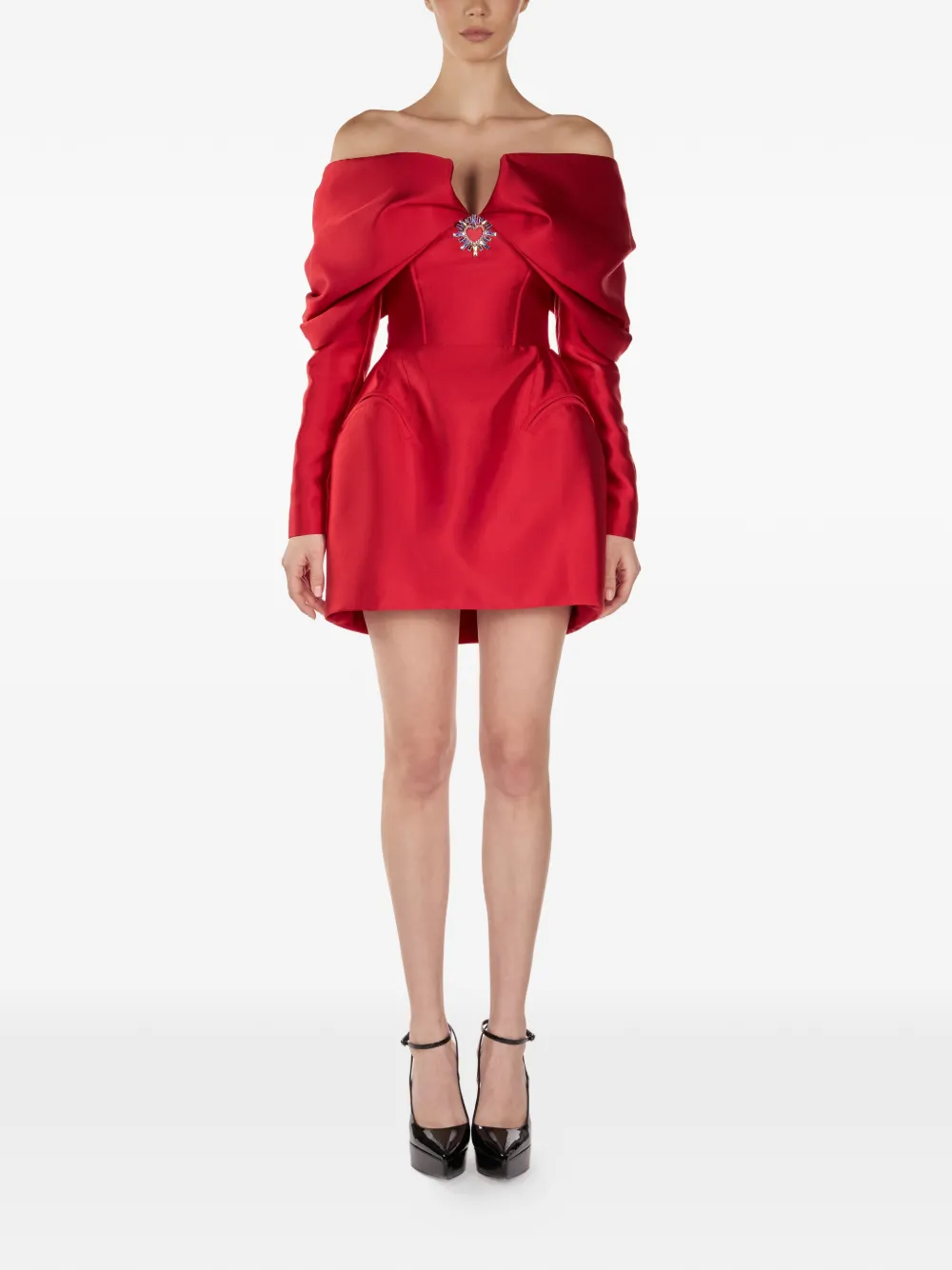 ARAFTU off-shoulder embellished mini dress - Rosso