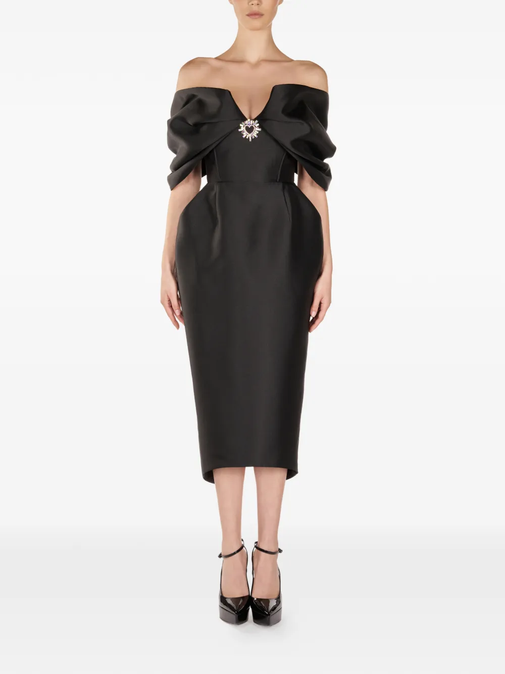 ARAFTU off-shoulder midi dress - Nero