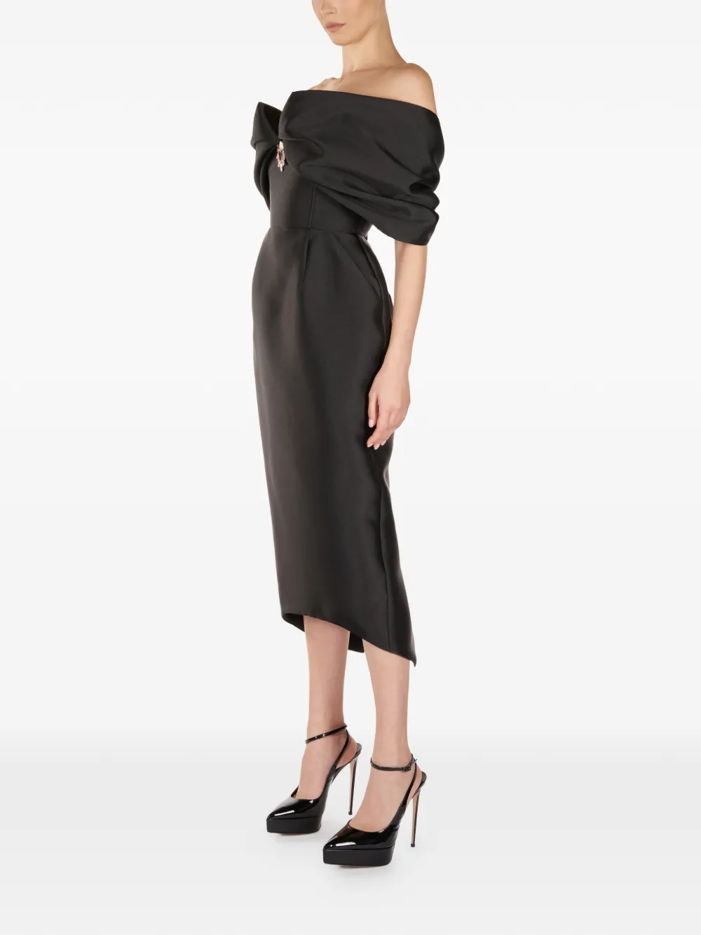 ARAFTU Off-shoulder midi-jurk - Zwart